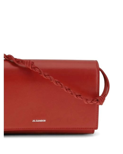 Jil Sander Red "Tangle" Crossbody Wallet