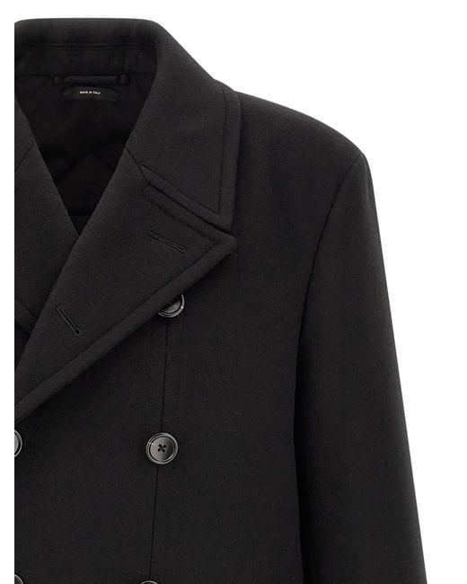Tom Ford Black 'Luxury Melton Db Officer' Coat for men
