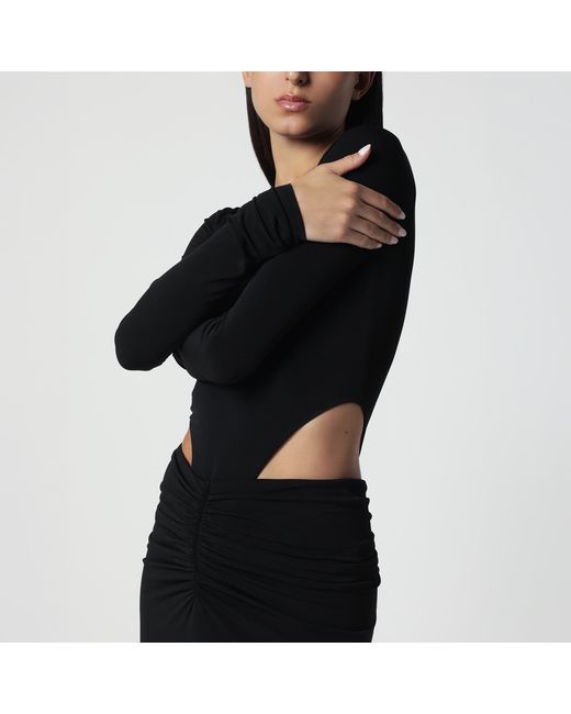 ANDAMANE Black Midi Dress With Waist Cut-Out Detail