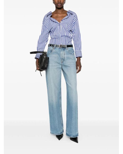 Givenchy Blue Slashed Striped Poplin Shirt