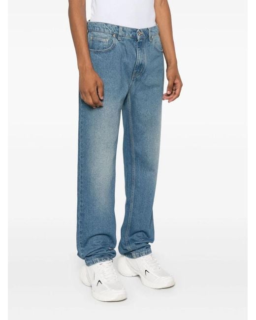 Casablanca Blue Printed And Embroidered Denim Jeans for men