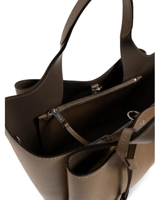 Tod's Brown T Timeless Mini Leather Tote Bag
