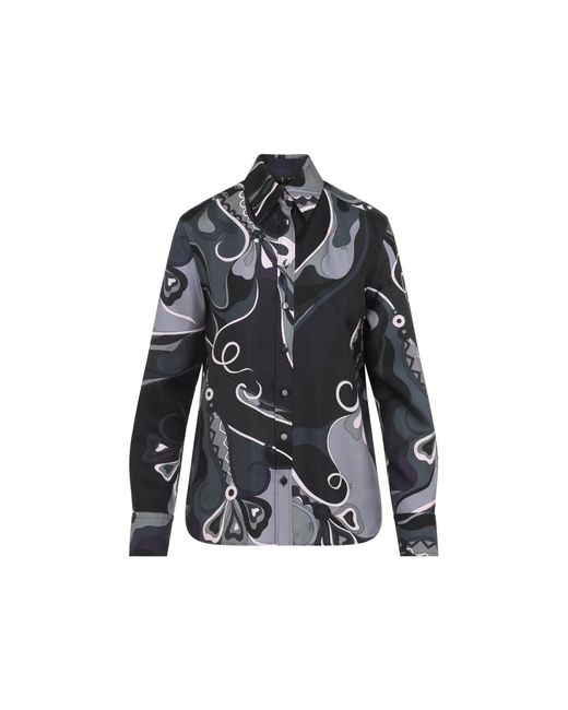 Emilio Pucci Black Orchid Print Shirt