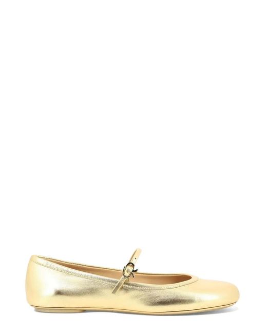 Gianvito Rossi Metallic Flat Round-Toe Ballerina