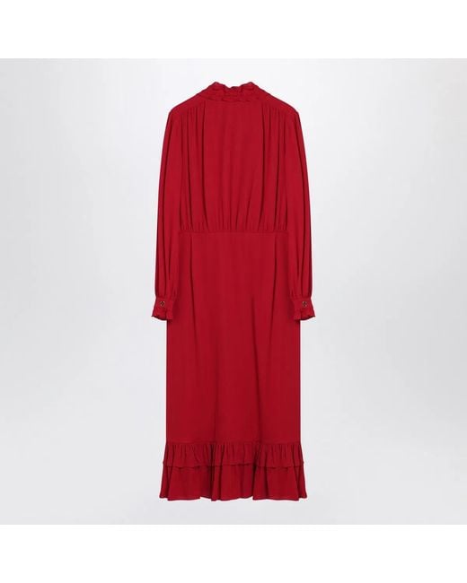 Valentino Red Dress With Ruffled Bow