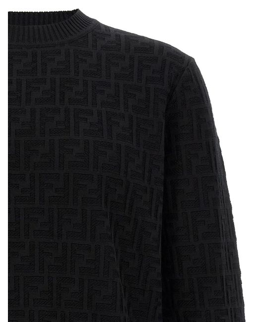 Fendi Black Ff Jacquard Sweater for men