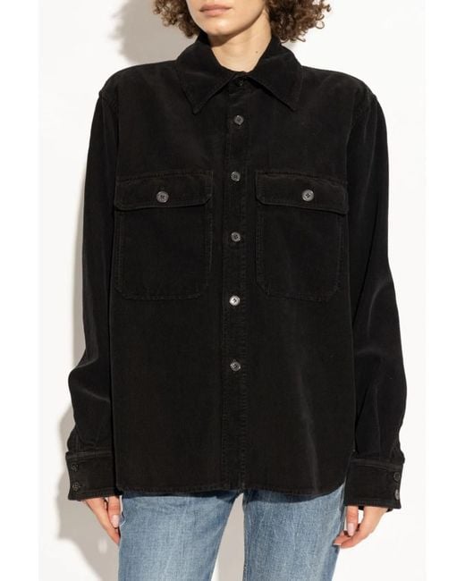 Saint Laurent Black Corduroy Cotton Overshirt for men