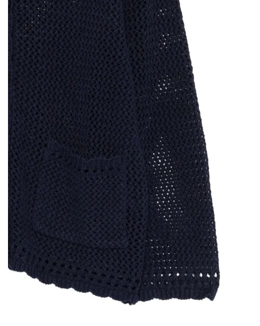 DUNST Blue Linen And Cotton Blend Cardigan