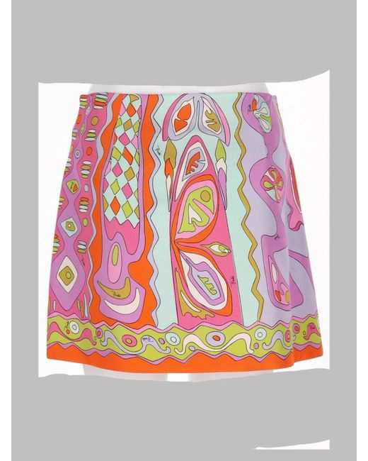 Emilio Pucci Pink Printed Silk Mini Skirt