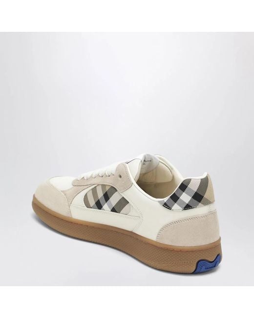 Burberry White Sneakers With Tartan Details for men