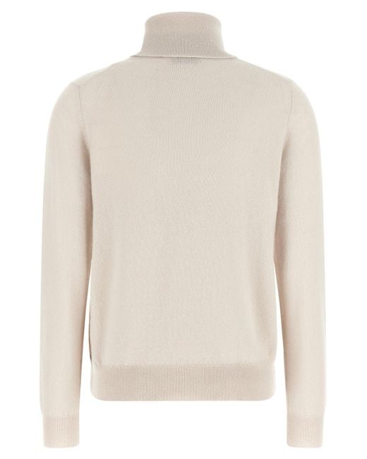 Ballantyne White 'New Diamond' Turtleneck Sweater With Diamond Intarsia