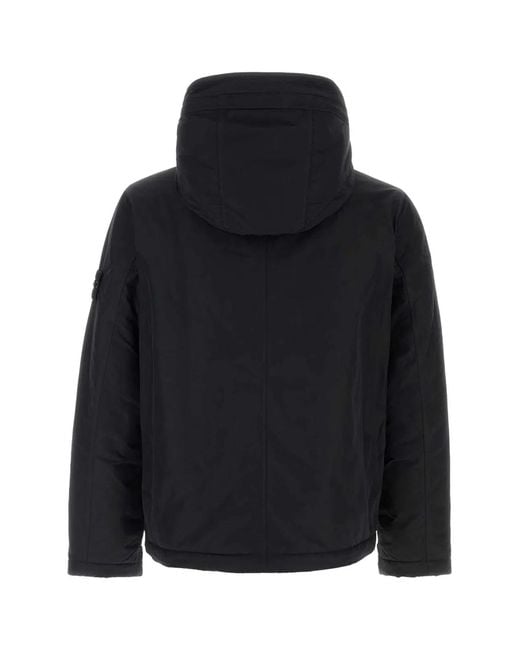 Stone Island Black Solid Hood Jacket for men