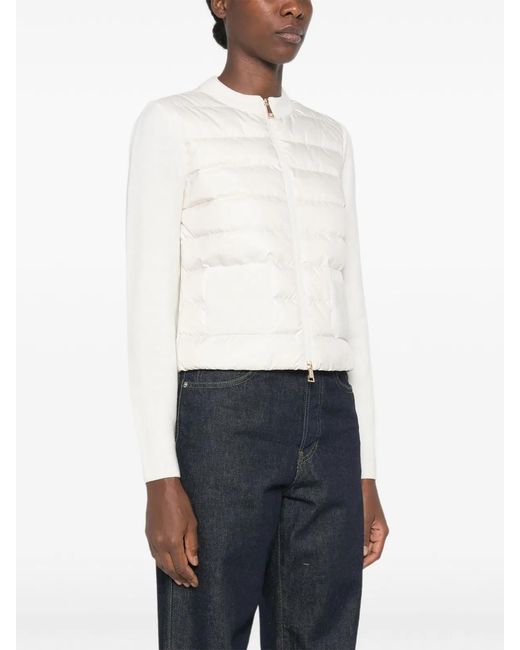 Moncler White Quilted Zip-Up Sweater for men