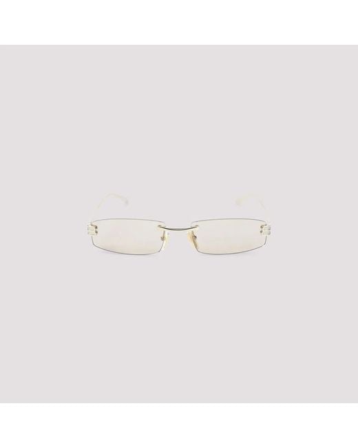 Balenciaga White Tone Rectangle Frame Sunglasses