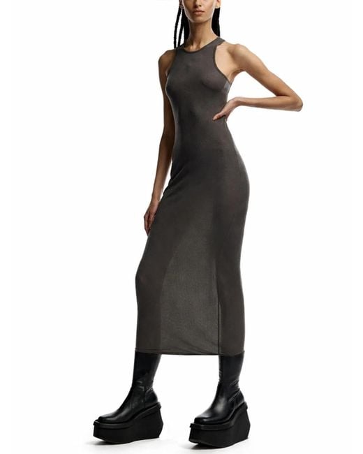 Rick Owens Brown Silk Blend Midi Dress