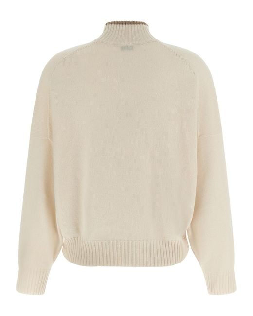 Brunello Cucinelli White Heraldic Embroidery Sweater