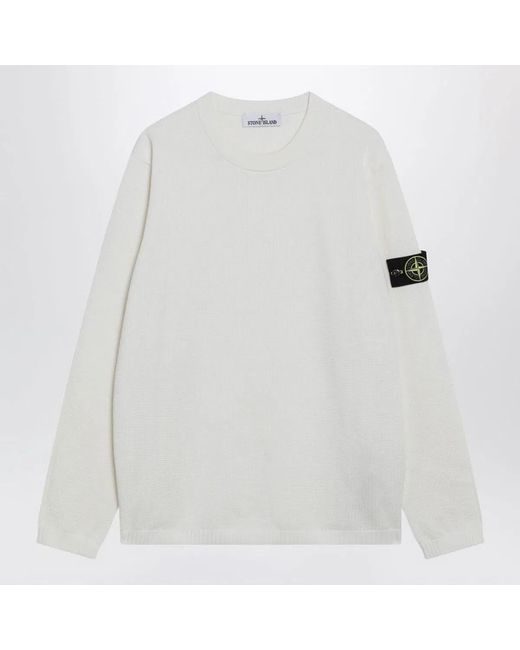 Stone Island White Ivory Sweater With Loose Fit for men