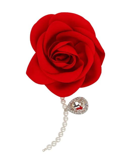 Magda Butrym Red Orecchino Pendente Con Rosa