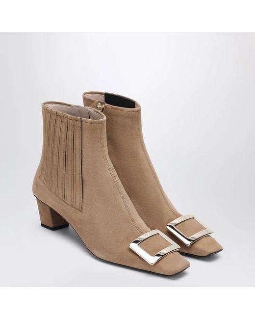Roger Vivier Brown Belle Vivier Suede Ankle Boots