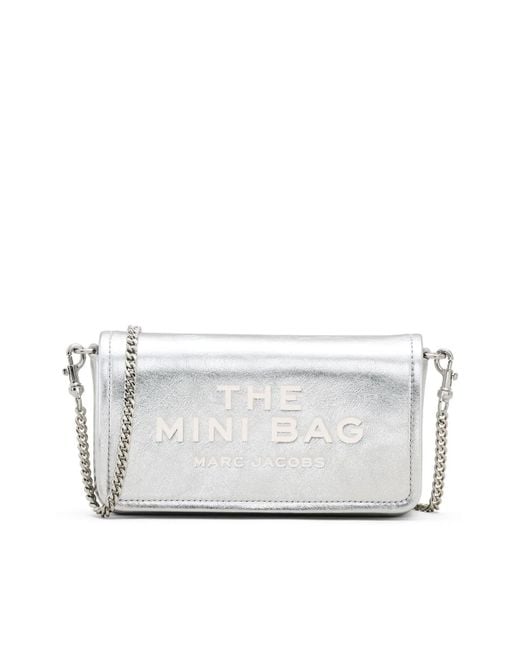 Marc Jacobs White The Metallic Leather Chain Mini Shoulder Bag