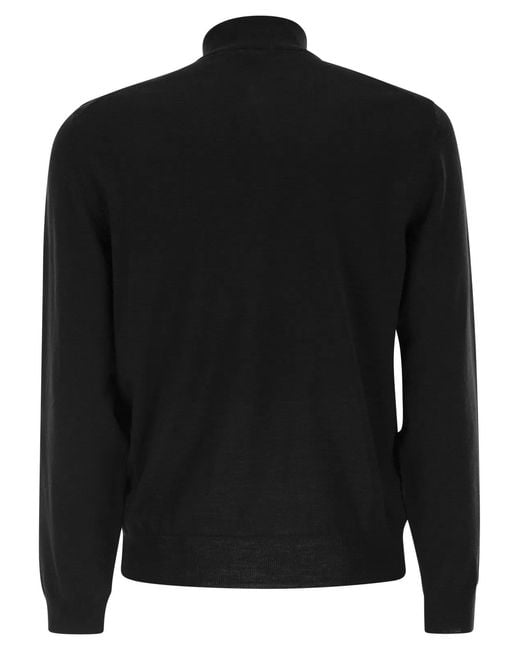 Boss Black Virgin Wool Jumper With Zip Collar for men