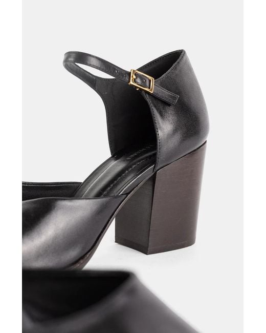 Lemaire White Sandale À Talon Bloc En Cuir Végétal Brillant Square Heeled 80 Noir