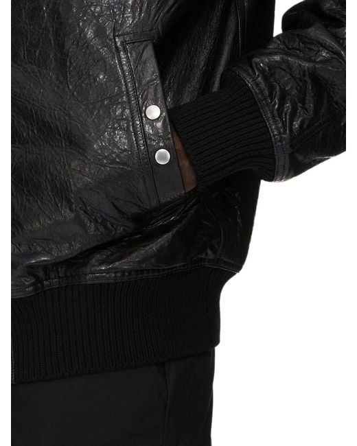 Rick Owens Black Dracuflight Leather Jacket for men