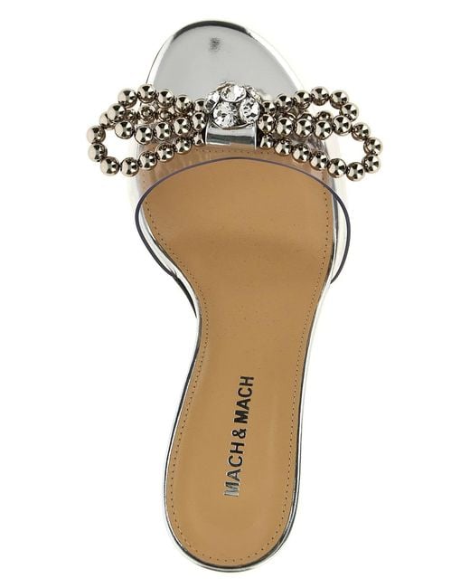 Mach & Mach Metallic 'Stud Bow' Sandals