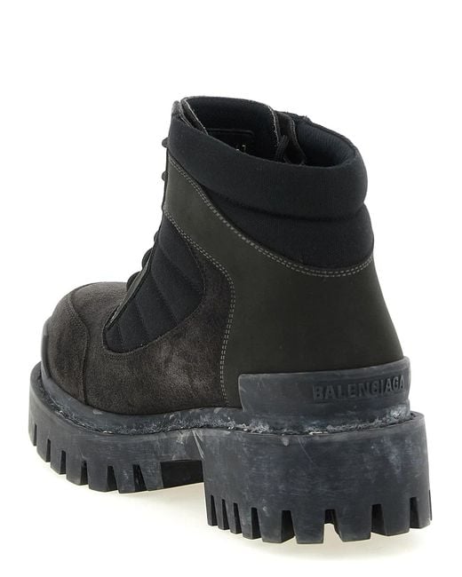 Balenciaga Black 'Combat Strike' Ankle Boots for men