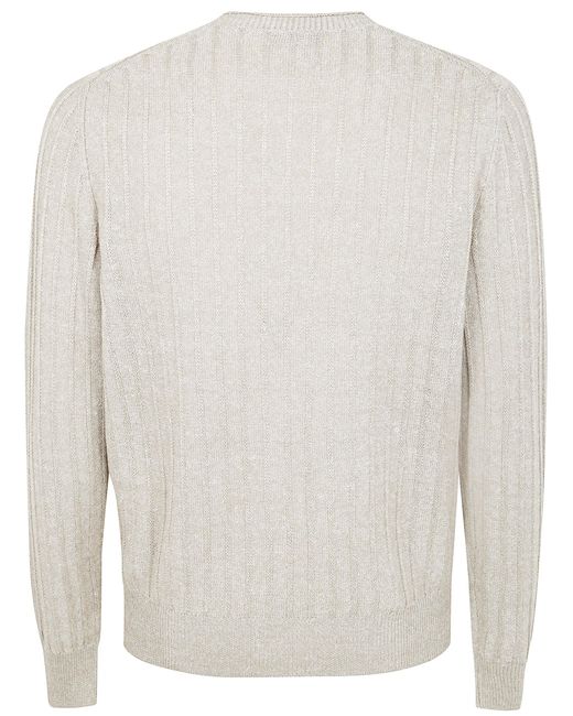 Barba Napoli White Long Sleeves Round Neck Sweater for men