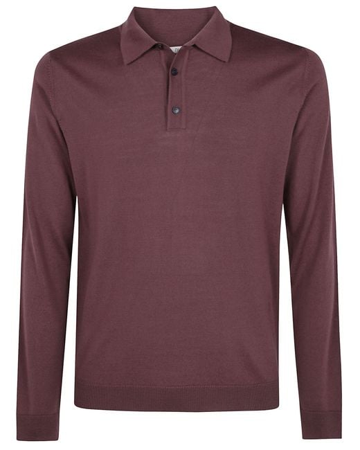 Nuur Purple Long Sleeves Serafino Neck Sweater for men