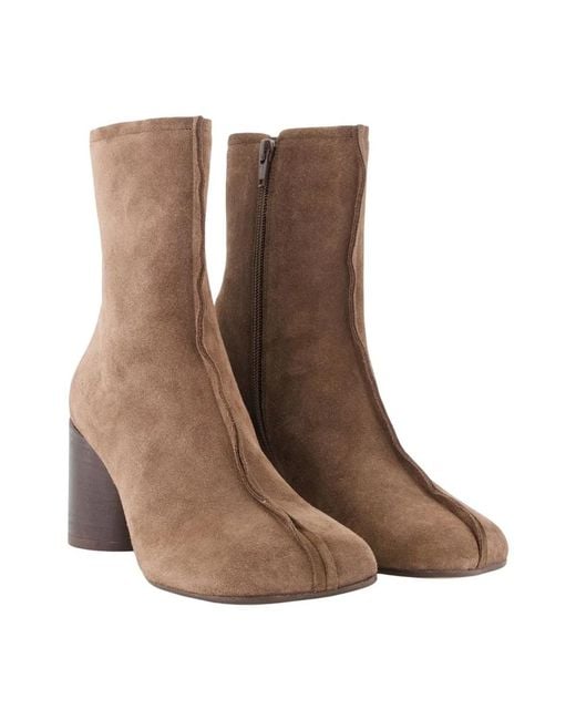 MM6 by Maison Margiela Brown Leather Ankle Boots