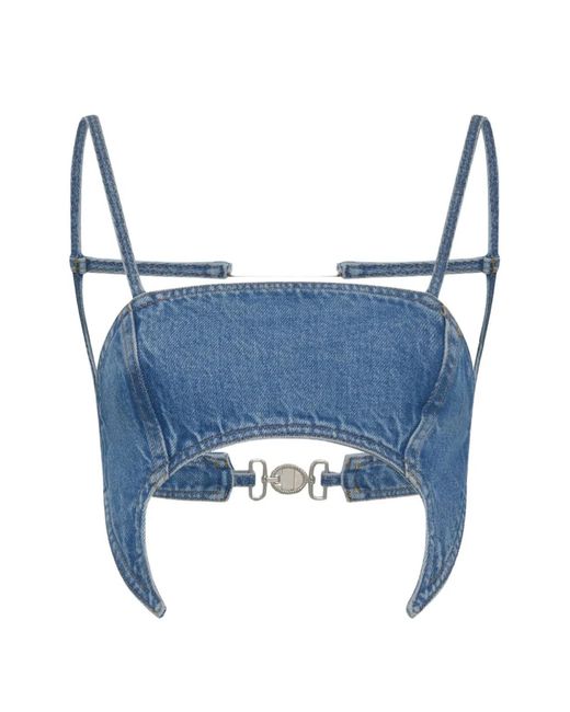 MARINE SERRE Blue Cotton Top