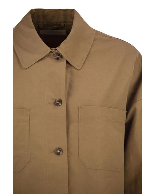 Weekend by Maxmara Brown Wkdvettura – Short Cotton And Linen Jacket With Drawstring