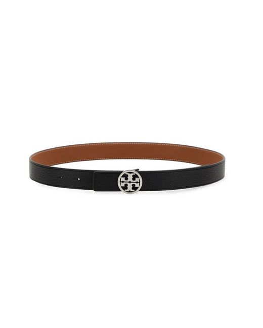 Tory Burch Black Light Leather Logo Belt