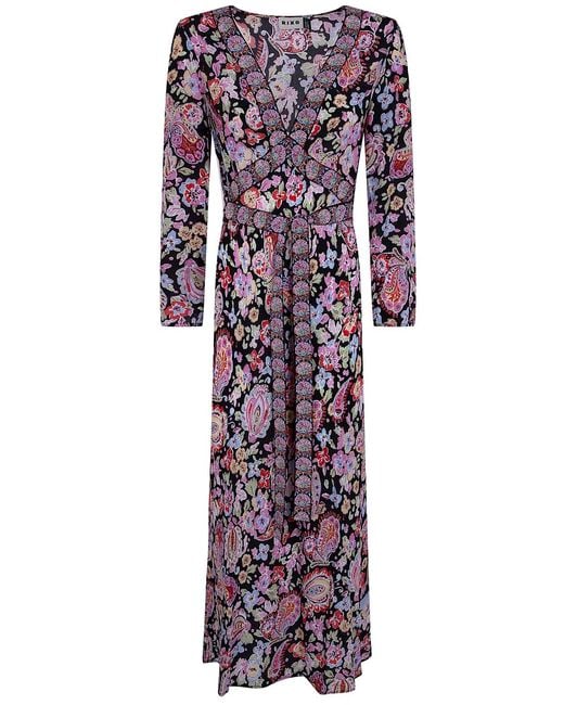 Rixo Purple "Tania" Dress Cara Floral