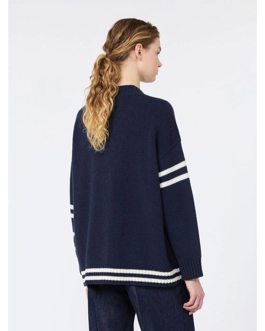 Weekend by Maxmara Blue Intarsia-Knit Star-Motif Cardigan