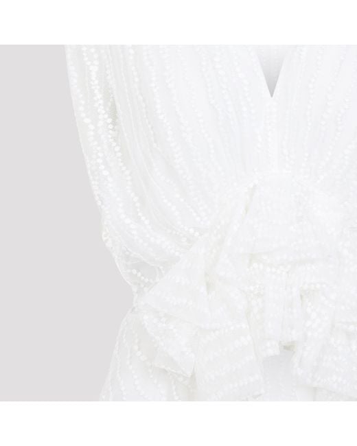 Alberta Ferretti White Tulle Top