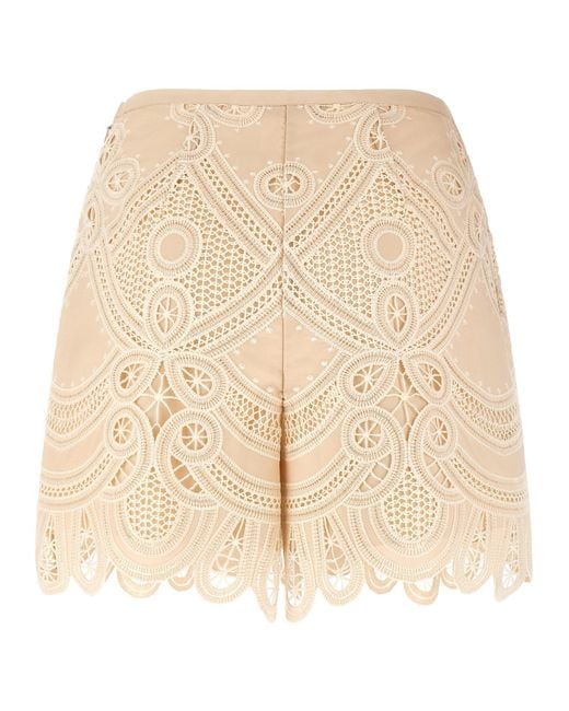 Elie Saab Natural Macramé Embroidery Shorts