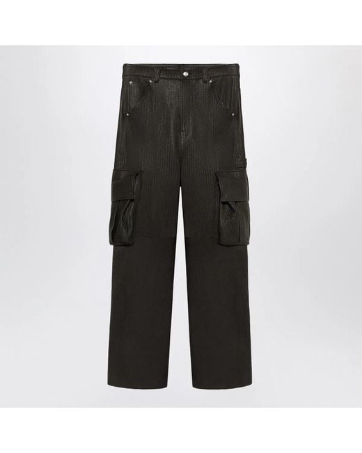 1989 STUDIO Gray Intreccio Leather Cargo for men