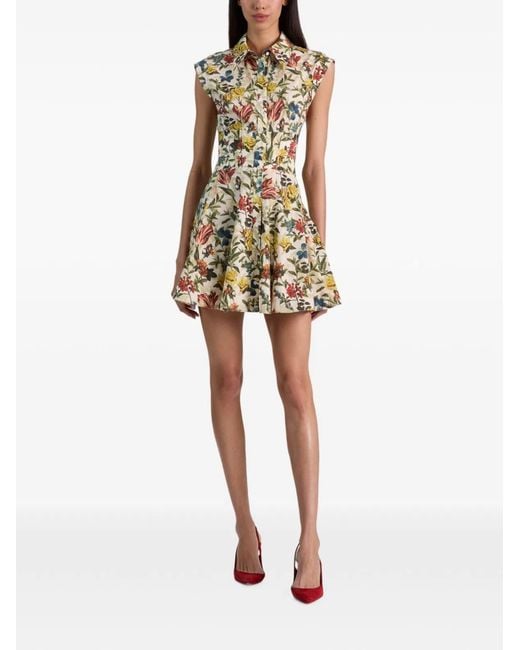 Alice + Olivia White Printed Cotton Mini Dress