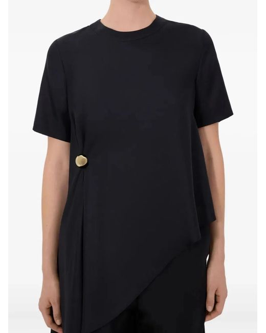 Loulou de Saison Black "Madea" Draped Asymmetric Top