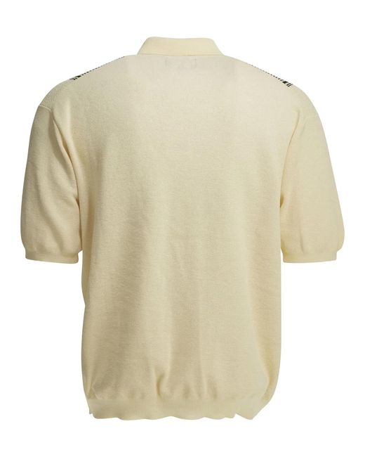 Beams Plus Natural Polyester Linen Polyester Nylon Linen Textured Knit Zipper Polo Shirt for men
