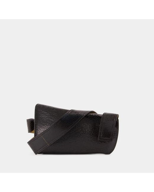 McQueen Black Leather Sling Crossbody Bag for men