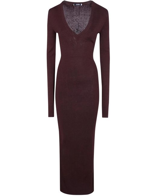 Entire studios Brown Long Sleeve V Neck Midi