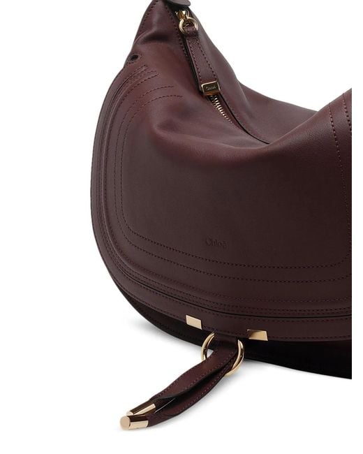 Chloé Brown Marcie Saddle-Stitch Shoulder Bag