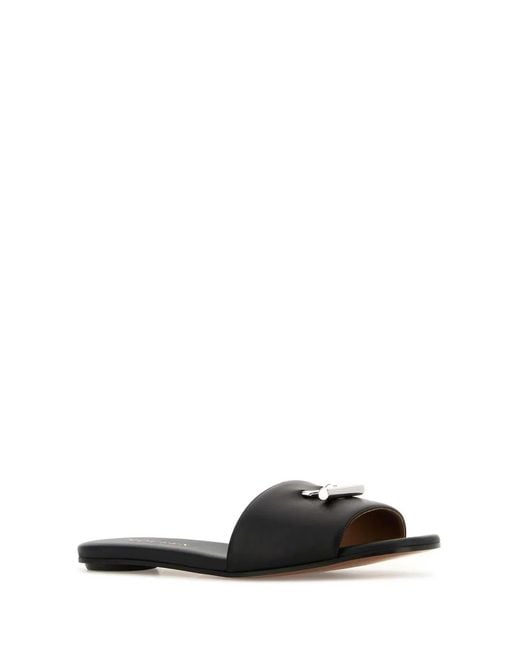 McQueen Black Leather Slippers