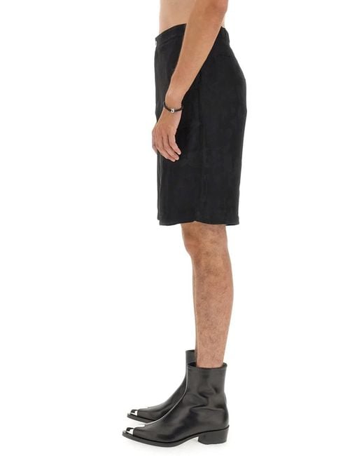 McQueen Black Viscose Bermuda Shorts for men