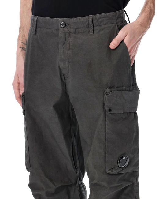 C P Company Black C.P.Company Microreps Fabric Cargo Pants for men