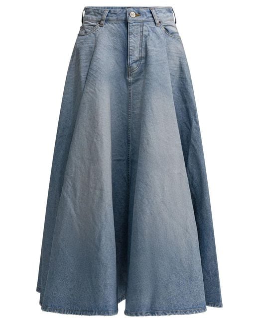 Balenciaga Blue "Godet" Long Skirt